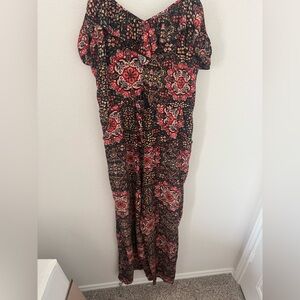 Xhilaration Black and Red Floral jumpsuit